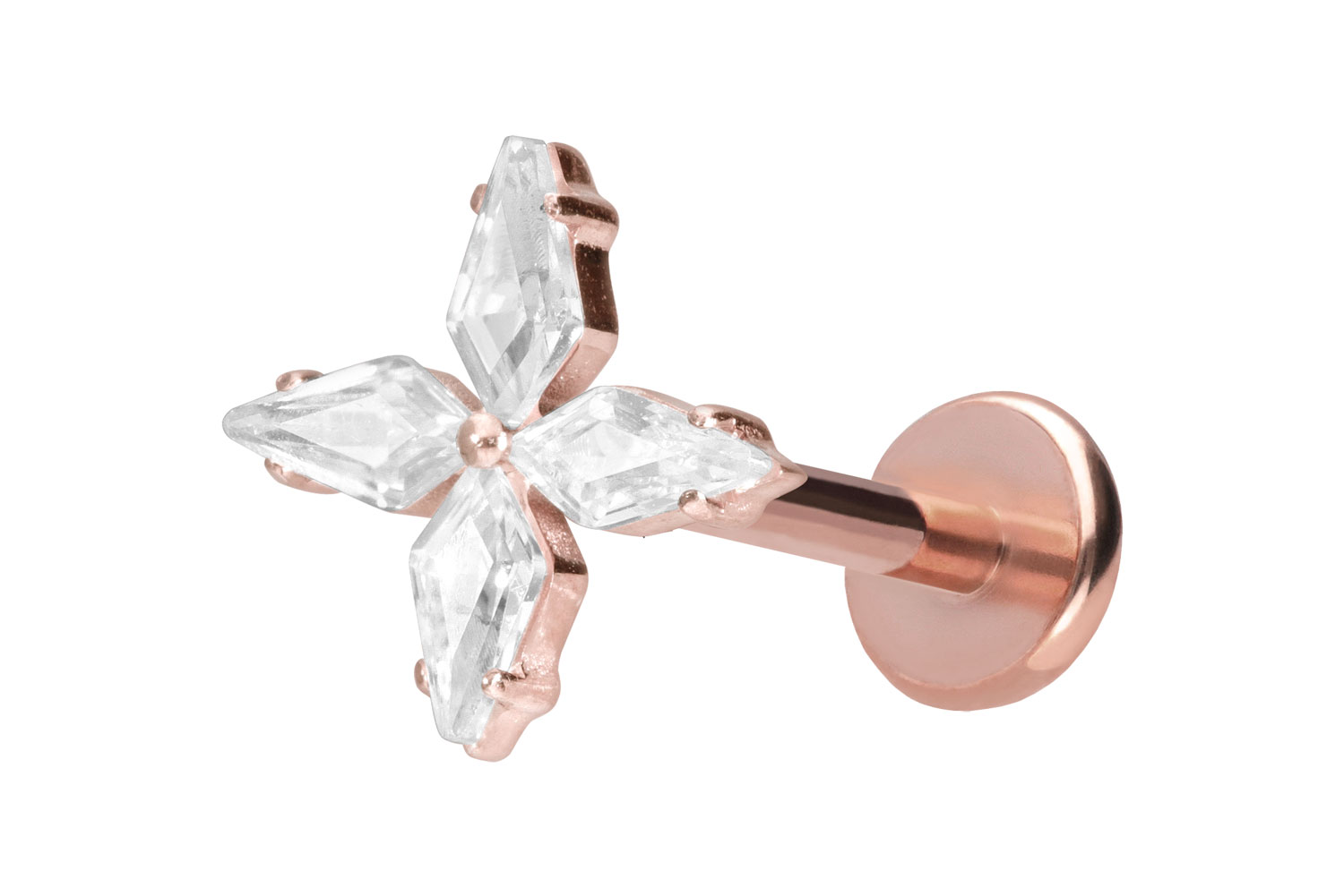 Titan Labret Piercing mit Push Fit KRISTALLSTERN